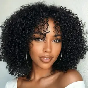 UNice Glueless Burmese Curly Layer 250% Density Afro Kinky Curly Wig Pre Bleached 7x5 HD Lace Closure Human Hair Wigs with Drawstring Pre Plucked Natural Hairline Beginners Friendly SpringStatements