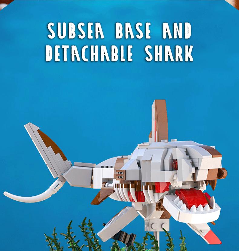 Deep Sea Megalodon Building Set, 1,014+ Pieces, Underwater World Marine Life Model Kit, High Difficulty Collectible Display Assembly Toy for Adults, Creative Gift for Ocean Enthusiasts