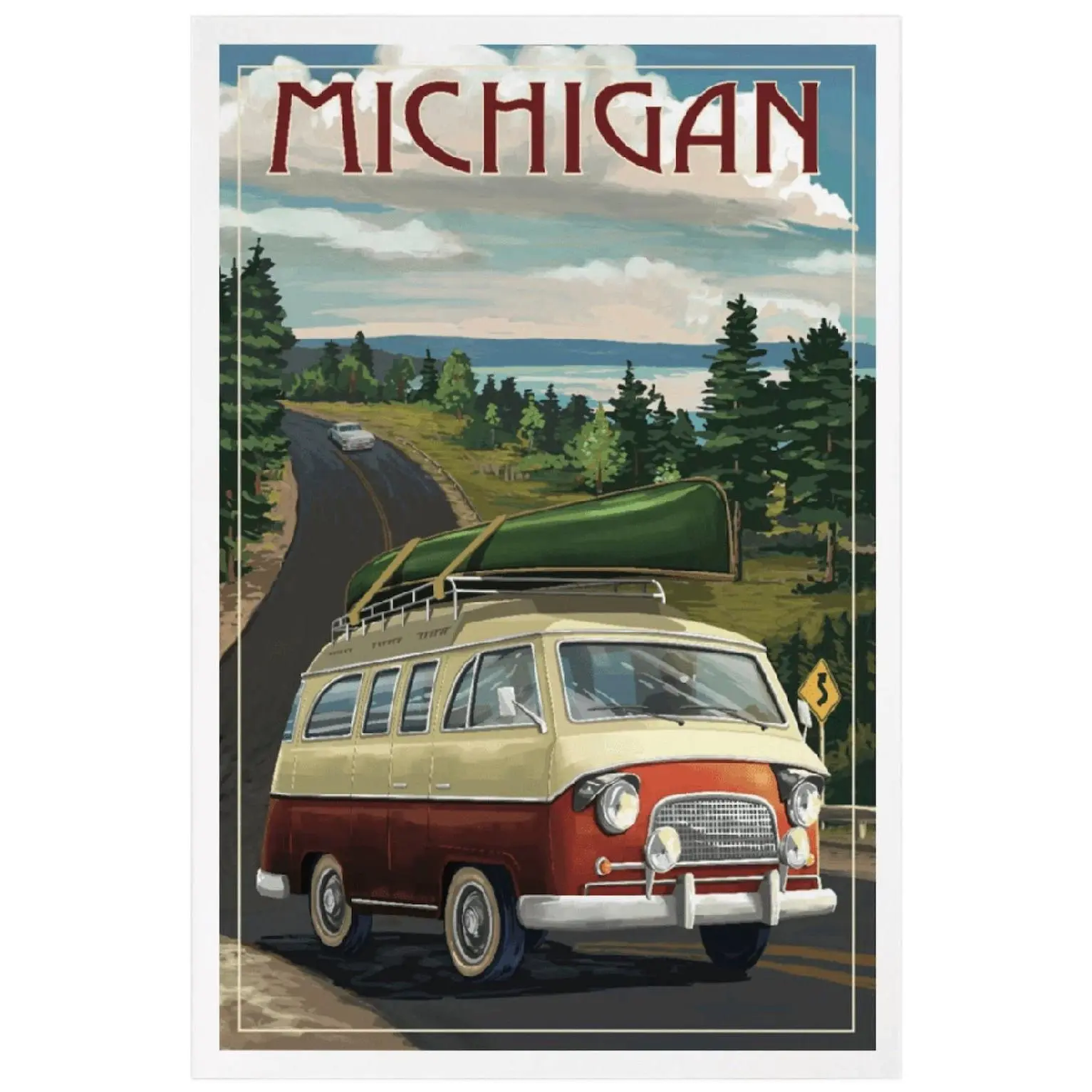 PREMIUM POSTCARDS Michigan, Camper Van