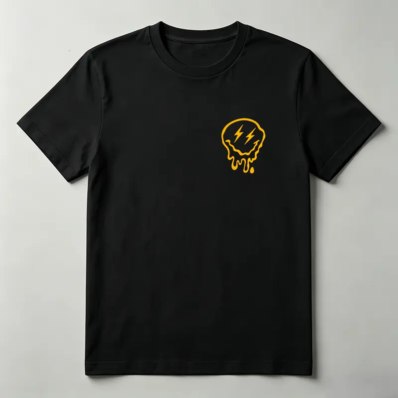 100% Cotton Unisex Melting Smiley Face Graphic Crew Neck T-Shirt | Retro Y2K Minimal Short Sleeve Tee | Casual Everyday Streetwear Graphic Top sohochic
