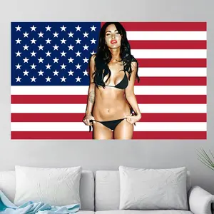 Megan Fox x American Flag 3x5ft Banner    for Dorm CollegeDorm Party indoor Outdoor Decoration Durable Funny Flag with Brass Grommet