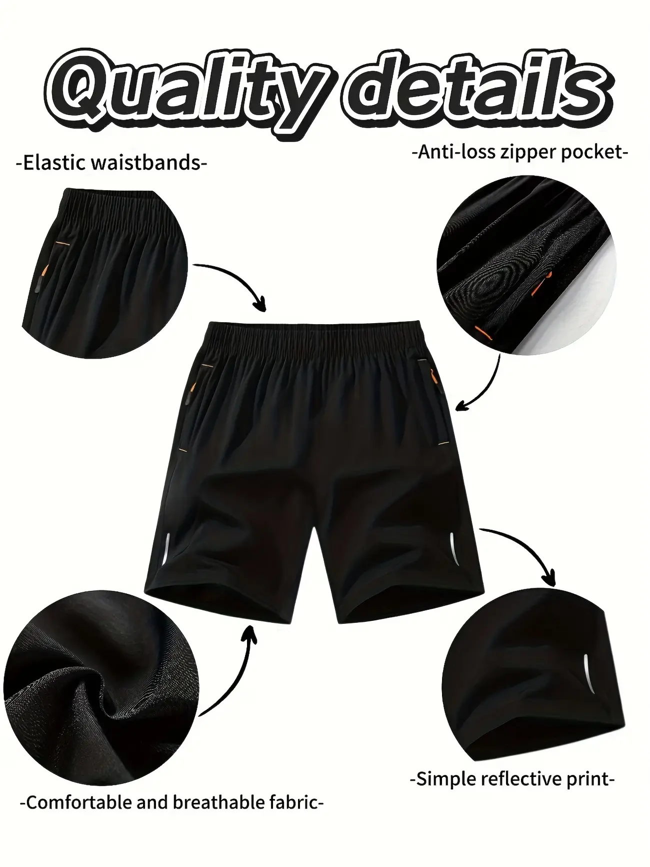 Mr.Pink Men's 5-Pack Dry-Fit Body-Fitting Solid Color Athleisure Gym Shorts - Mens Clothing, Breathable Bottoms with Zippered Pockets, Drawstring Waist, Multi-Size, Pocketed for Gym & Outdoor Wear,father'sdaygifts
