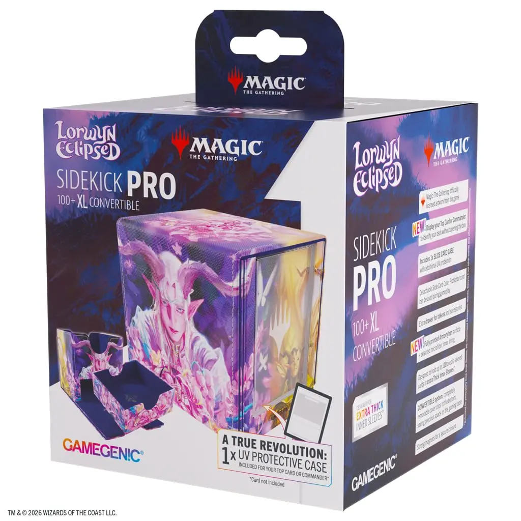 Gamegenic Magic: The Gathering Lorwyn Eclipsed Sidekick PRO 100+XL - Morcants Loyalist/Dawnhand Eulogist Design, Convertible Deck Box, Holds 100+ Double-Sleeved Cards, Sideloading Commander Display