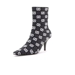 Pre-owned Gucci Women's Pointy Toe Sock Boots GG Technical Fabric by Rebag