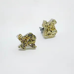 Mini Texas Stud Earrings - Glitter Gold