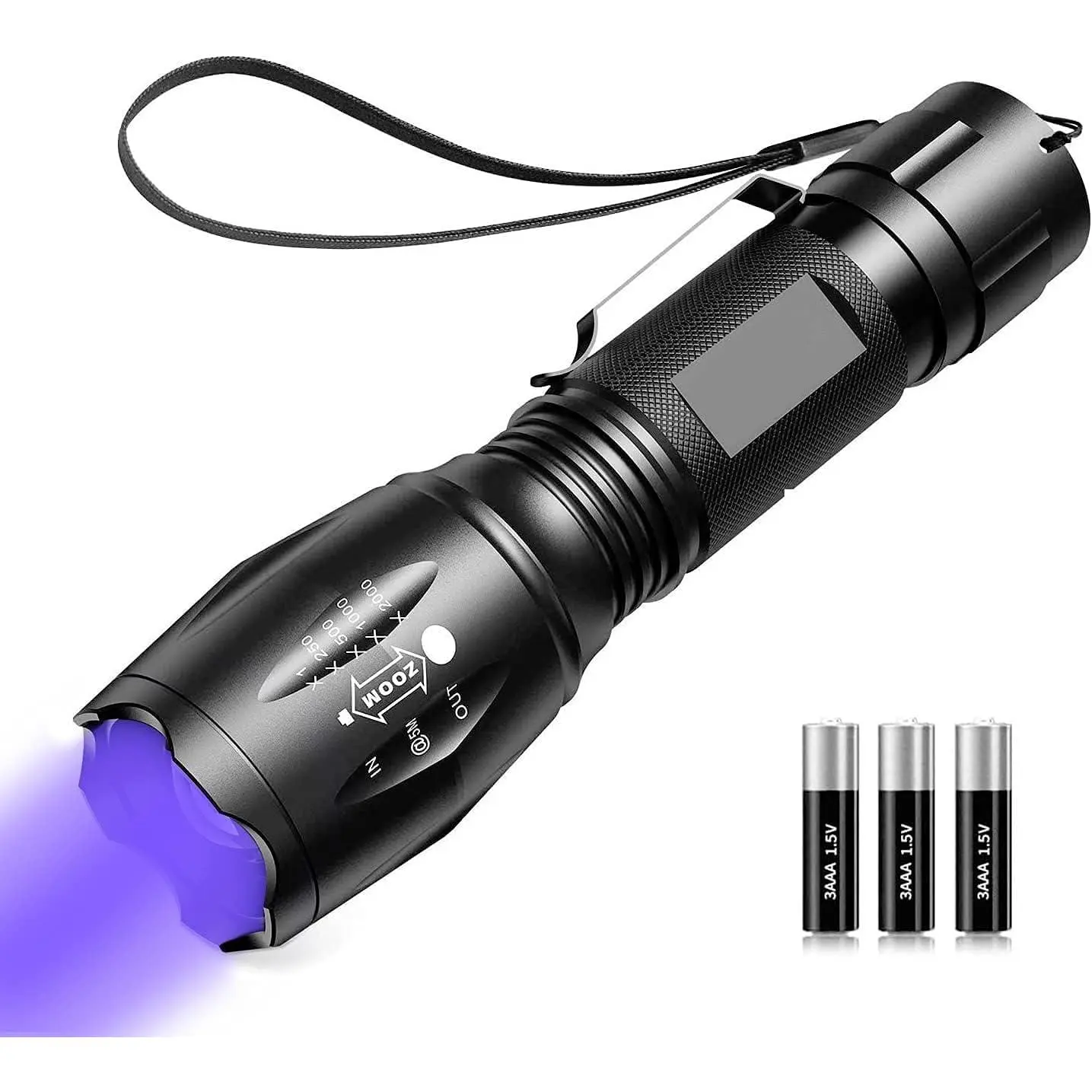 2 In 1 LED UV Flashlight - 395nm UV Black Light, 500LM Highlight, 4 Modes, Waterproof, LED Lighting for Pet Fungus Detection, Hiking, Batteries-Included Universal USB Mobile Light Accessory, Circular Flood