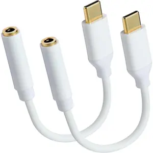 USB C to 3.5mm Female Headphone Jack Adapter, Type C to Aux Audio Dongle  Cord Compatible with  17 Pro Max/17 Pro, 16/15 Pro Max, 16/15 Pro, Galaxy S24/S23/S22 Ultra, iPad Pro(2 Pack)