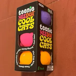 Schylling Teenie NeeDoh Cool Cats Stress Relief Fidget Toy Pack (New) - 3 Count, Anxiety Relief Products, Squishy Sensory Play, Durable Silicone, Portable Tactile, Assorted Colors