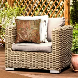 Lush Decor MARINA Indoor/Outdoor Power Loomed Easy Care Pillow - Traditional Geometric Casual Accent  (Heriz)