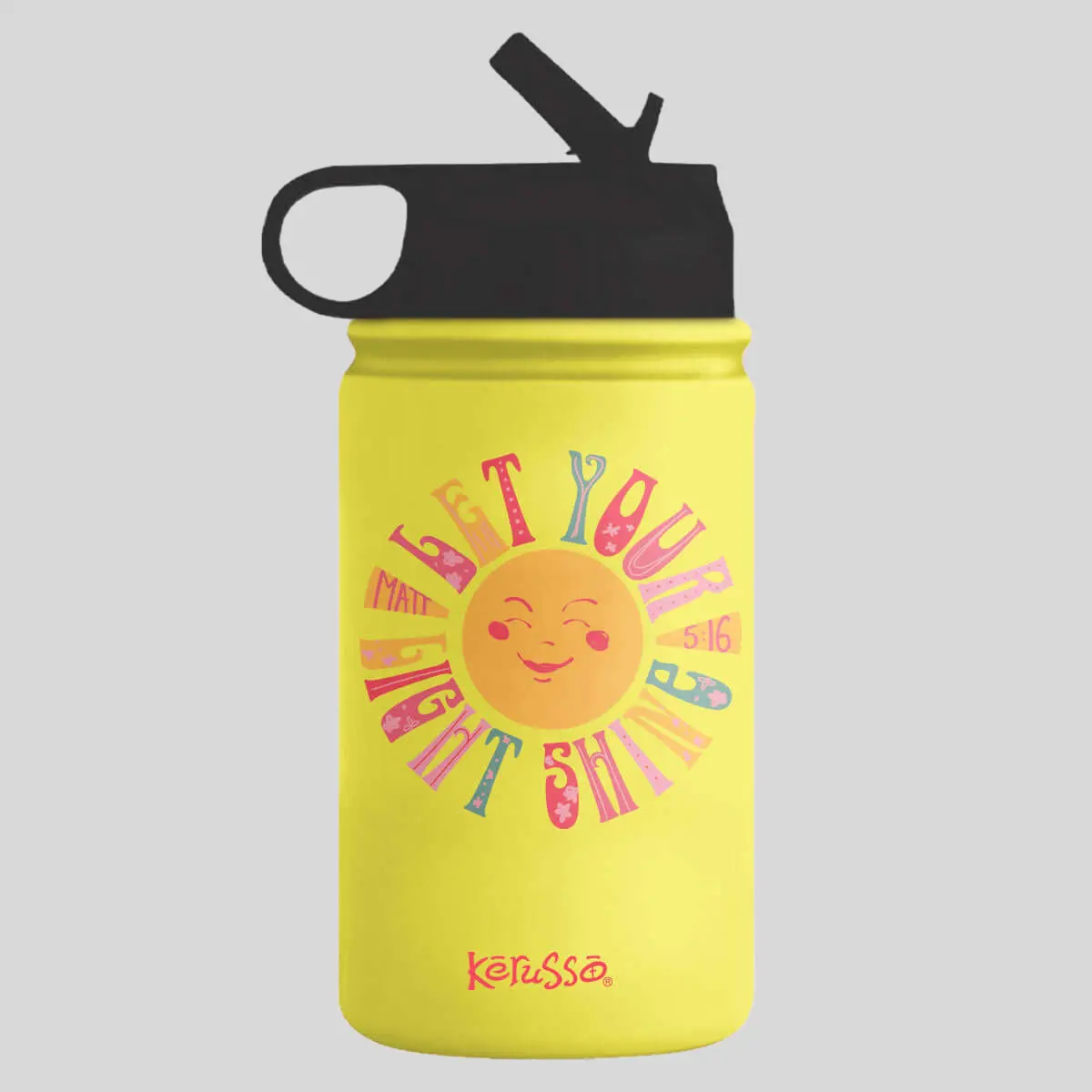 Kerusso 12 oz Dual-Walled Heat-Insulating Sport Water Bottle - Let Your Light Shine, Play-Ready, Hand Wash Safe, All Seasons Use