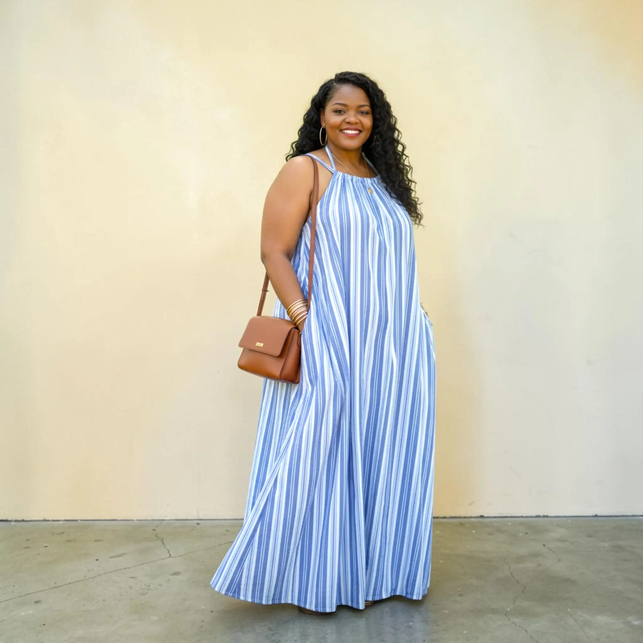 Women's Plus Size Blue And White Striped Tie Back Maxi Dress Casual Sleeveless - TikTok Shop Women's Plus Size Blue And White Striped Tie Back Maxi Dress Casual Sleeveless - TikTok Shop