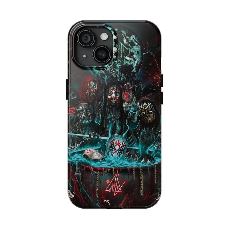 2026 Sleep Token Rock Band Inspired Silicone Rubber Smartphone Casing - 2-Layer Durable Protective Cover with TPU & Polycarbonate, Handheld Fan Accessory for iPhone 11-17 Pro Max/Plus, Samsung Galaxy S23-25 Devices, Scratch Resistant