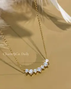 Dainty Smile Shaped Full Diamond Choker Necklace for Women Elegant Stainless Steel Jewelry Fashion Jewelry Gift Valentine's Day Gift for Girlfriend Daily Wear Minimalist Clavicle Chain  Collarbone Chain Necklace Fashionable