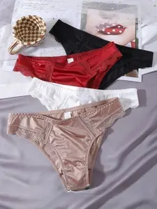 Women's Satin Triangle Panties, Comfortable Breathable No Chafing, Home Wear Essential, Sexy Must-Have Underwear