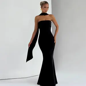 French-style Elegant Strapless Fishtail Dress New Autumn Winter Fashion Slim-fit Stretchy High-waisted Formal Womenswear Bodycon Sexy Slit Midi Lily Valley Halar A Easy P Capri Sun Sophie Flower Party Workwear Round Neck Adjustable Strap A-Line Sleeveless