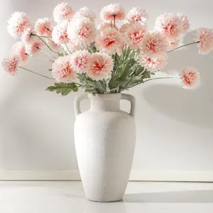 Large Ceramic Vase - 11.41 Inch Tall Rustic Vase with 2 Handles, Decorative Flower Vases for Home Decor, Living Room Shelf Decor, Table Office
