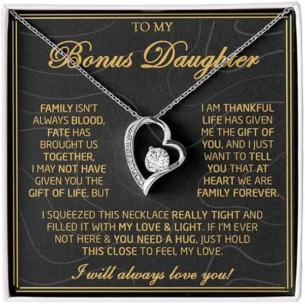 To My Bonus Daughter Necklace Gifts from Stepdad, Step Daughter Gifts from Stepmom, Stepdaughter Necklace, Bonus Daughter Necklaces, Christmas, Graduation, Birthday Gift for Bonus Daughter