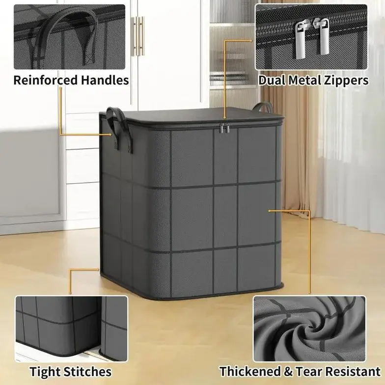 Large-Capacity Foldable Storage Bags with Zipper for Clothes and Quilts, Durable Dustproof Organizer Solution, Perfect for Home or Dorm Use, Moving and Seasonal Storage, Space-Saving Bags, Space Saver Bags