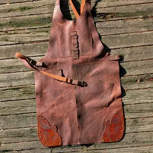 Handmade Leather Work Aprons with Durable Straps and Pockets for Tools