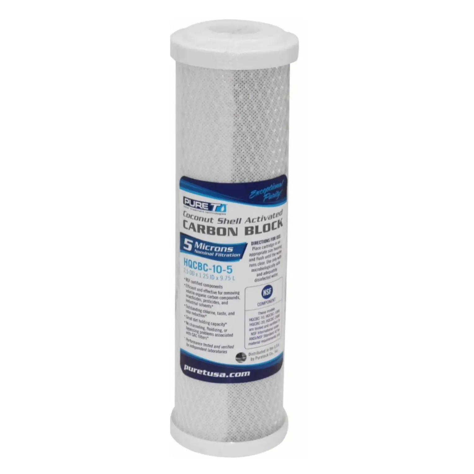 PureT - HQCBC Series -  10" x 2.5" Coconut Carbon Block Filter