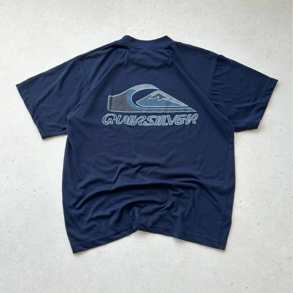 Y2K Vintage Surf Shirt Navy, Quiksilver Billabong Style, Retro Beach Shirt
