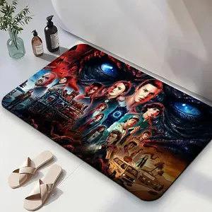 1PC,2D TV Series Theme Diatomite Bath Mat Super Absorbent Quick Drying Non Slip Bathroom Rug for Living Room Bedroom Washroom Universal Use Horror Fantasy Style Home Decor Mat Easy to Clean Durable