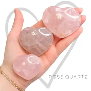 Puffy Rose Quartz Heart - Natural Rose Quartz Heart - Rose Quartz Heart Palm
