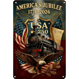 Retro 2D planar decoration Metal Wall Sign 250 Years of Freedom American Independence Perfect for Home Room Cafe Garage