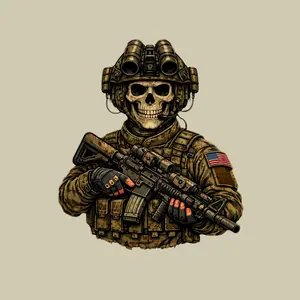 Tactical Skull Soldier Rifle Sticker,  Military USA Army Style Anime Vinyl Decal Cool Gift