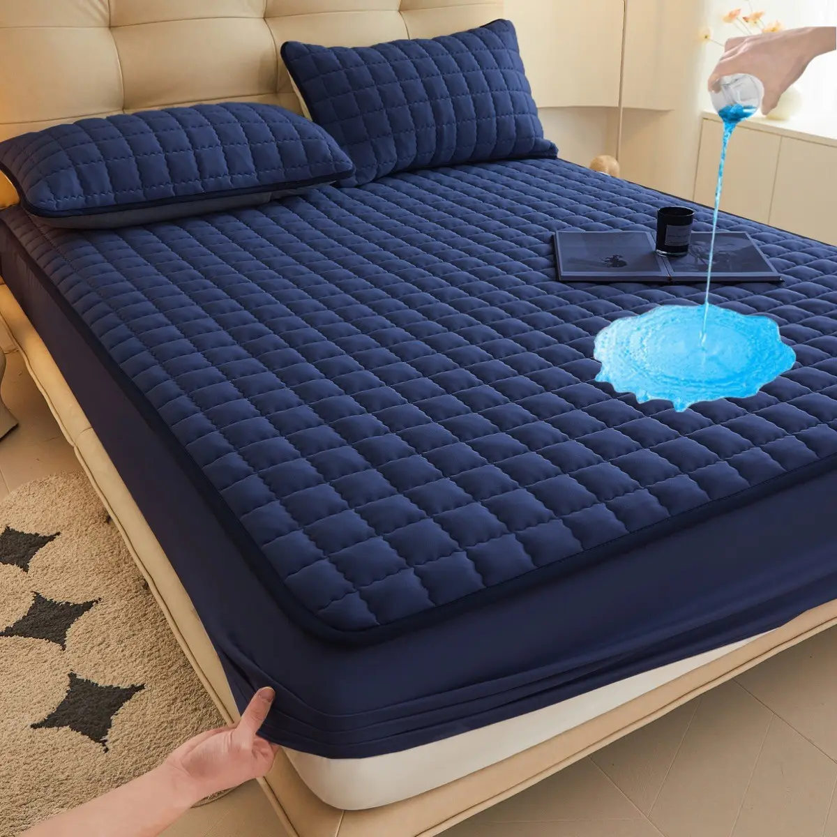 2pcs/3pcs Waterproof Mattress Protector, Waterproof Mattress Pad, Fitted Sheet & Bedding Mattress Cover Set with Deep Pocket Soft Noiseless Breathable Stain-Resistant, Machine Washable, Includes Pillowcases for Bedroom, Guest Room, Dorm, Kids, Pets