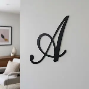Metal Letter A, 14 Gauge Steel Wall Art, Black Coated Initial