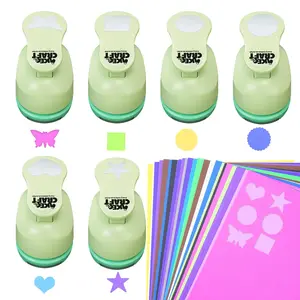 UCEC Craft Hole Punch 1 Inch Hole Puncher Shapes, Scrapbook Punches with Craft Paper Cardstock, Mix Shape Designs for Crafting Scrapbooking Back to School Supplies (36 Pieces)