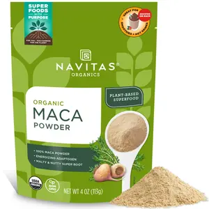 Navitas Organics Maca Powder – Gelatinized Peruvian Maca for Adaptogen Smoothies, Lattes, Baking & More – Energize & Balance - USDA Organic, Non GMO, Vegan, Gluten Free (4oz. Bag, 23 Servings)