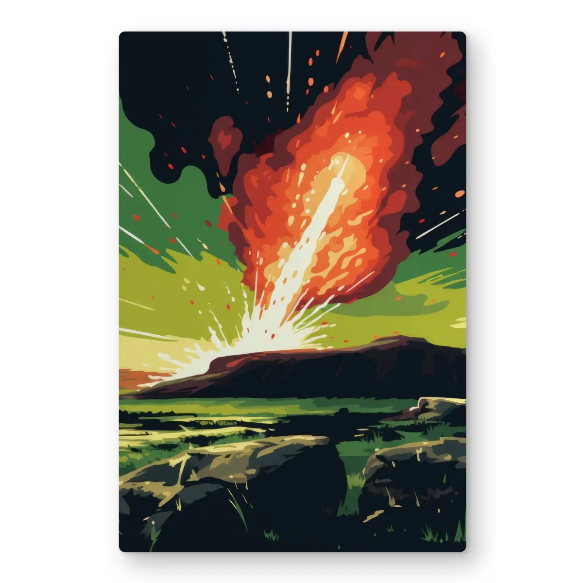 MWW C1MP2436083XWX 24x36 in. Vibrant Dynamic Hues Orange "The Crash" Aluminium Metal Print, Lightweight Artwork, Decorative Metallic Prints for Home Room Decoration