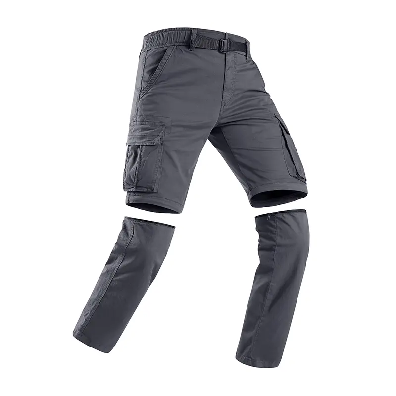Removable pant leg design—switch freely between two ways of wearing a single pair of pants; long or short, according to preference. Eco friendly active dyeing with high colorfastness; resists fading and color bleeding even after repeated washing, maintain