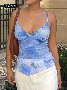 Women's Floral Print Cami Top, Lightweight Chic Casual Sleeveless Spaghetti Strap Top for Summer, Ladies Clothes for Daily Wear