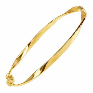 14K Yellow Gold Twisted Bangle Bracelet - Elegant Design with Unique Twist Pattern