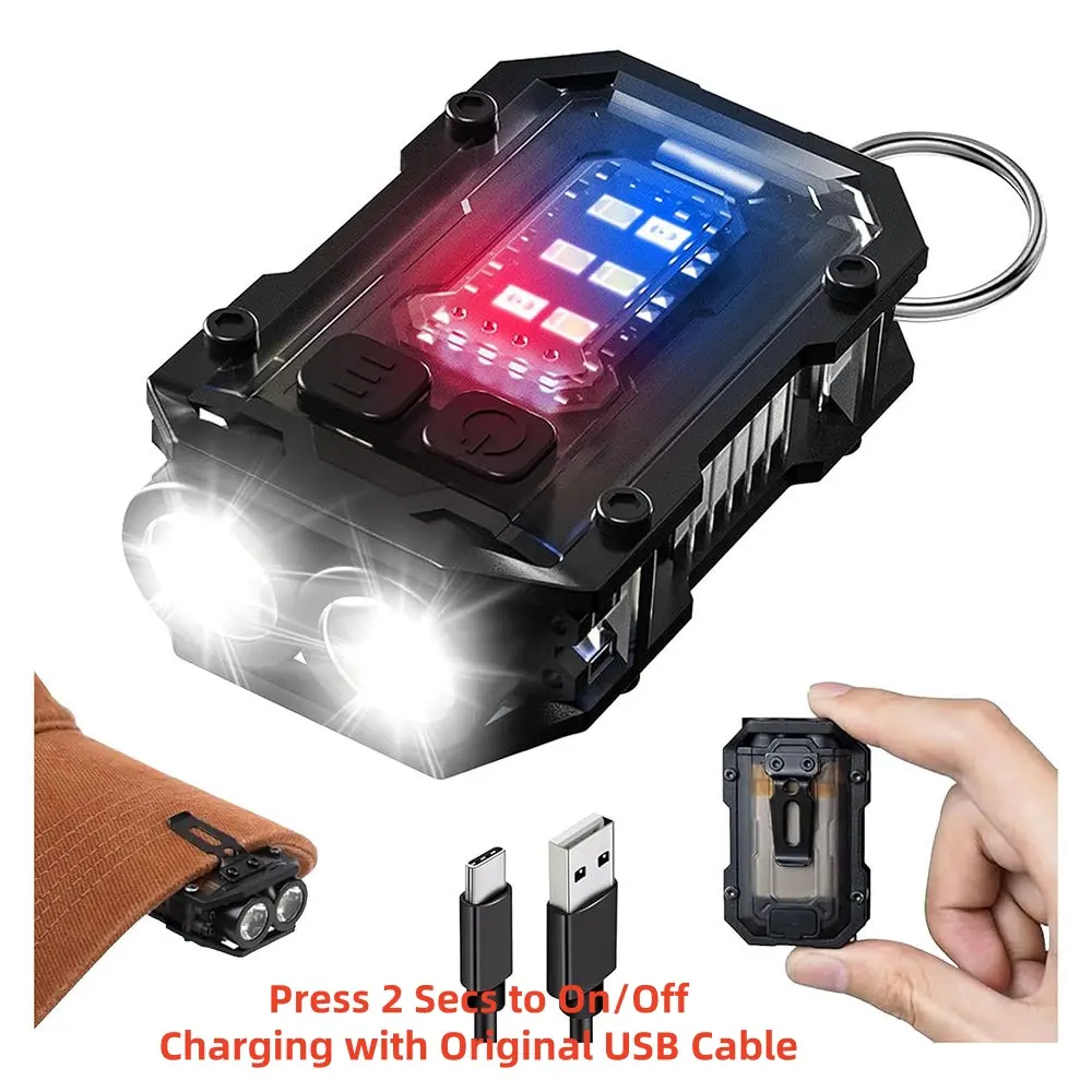 Mini Super Bright LED Flashlight with Magnetic COB Sidelight Waterproof USB-C Rechargeable Mini Work light