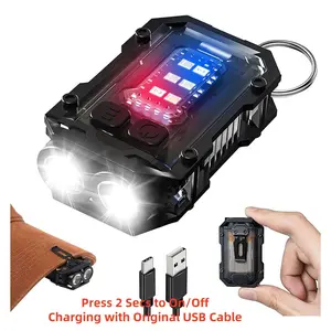 Mini Super Bright LED Flashlight with Magnetic COB Sidelight Waterproof USB-C Rechargeable Mini Work light