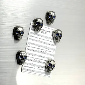 6 Piece Skull Decor Refrigerator Magnets Blue Eyes Metal Fridge Magnets Home Kitchen Office Art Display, Ca Prop 65 Compliant