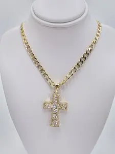 cross pendant and cuban chain size 20 inches