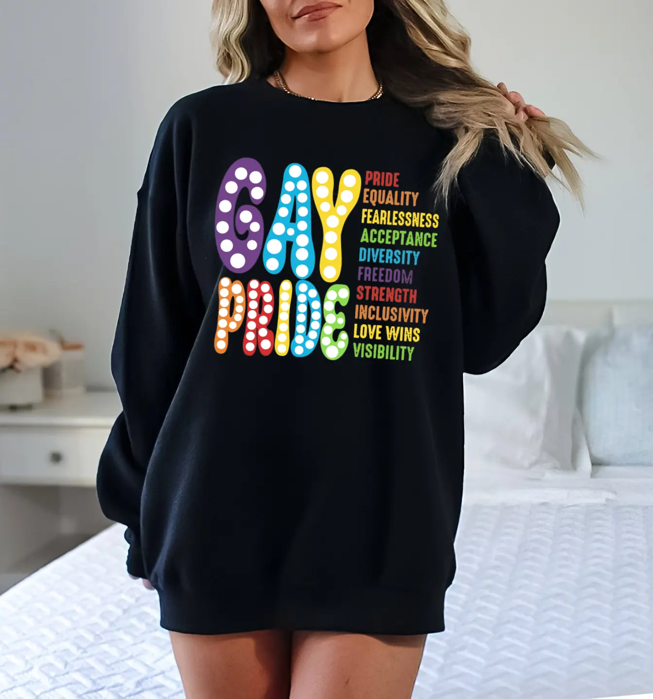 Dalmatian Dots Gay Pride, Equal Rights Sweater, Pride LGBT, Equality Freedom, Human Rights, LGBTQ Gay Festival, LGBT Flag Gay Pride Month Transgender Sweatshirt