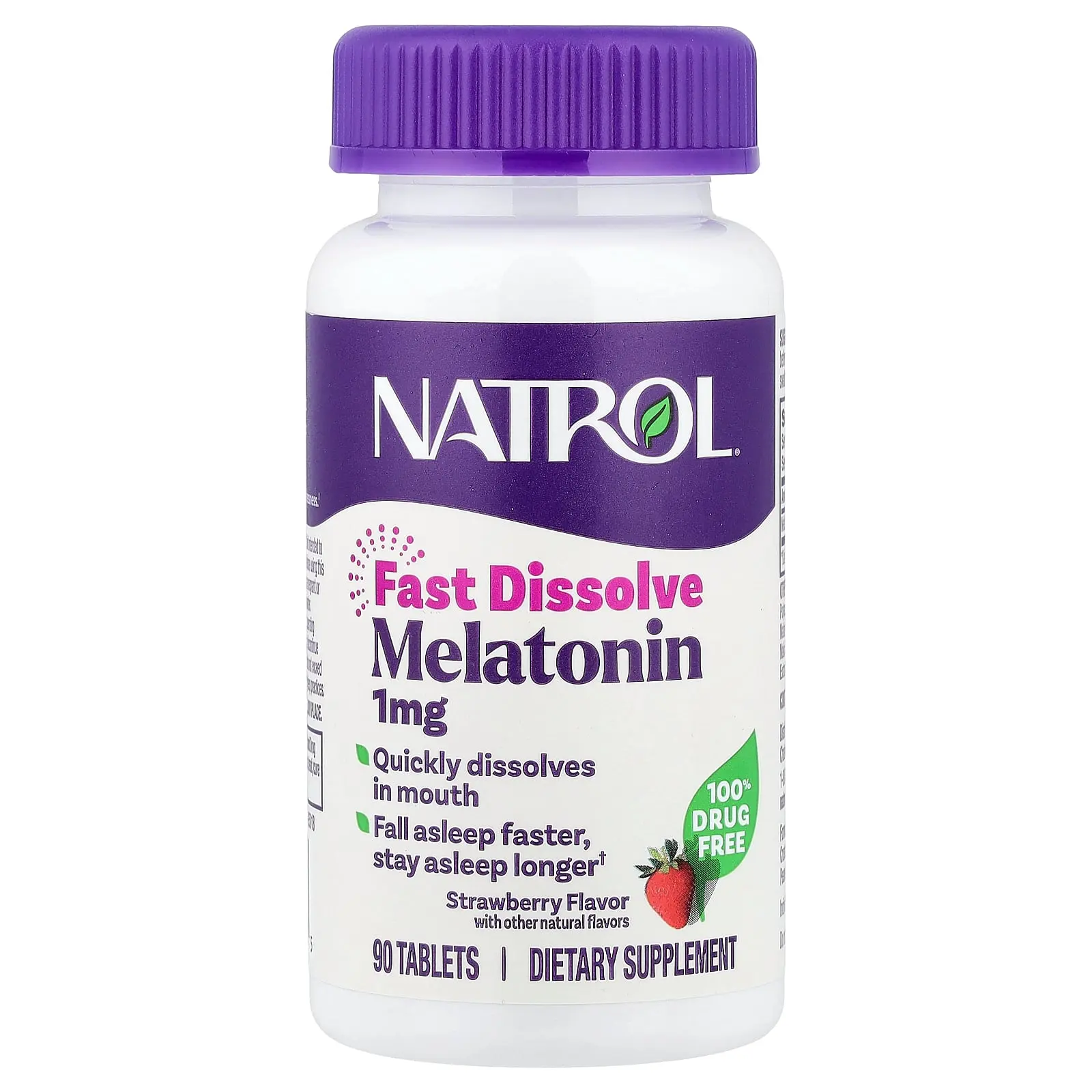 Natrol Melatonin, Fast Dissolve, Strawberry, 1 mg, 90 Tablets Natrol Melatonin, Fast Dissolve, Strawberry, 1 mg, 90 Tablets