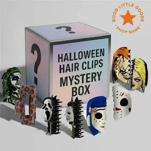 Halloween Gift Hair Claw Mystery Box – 2 or 4 or 6 Random Double-Sided Horror Hair Clips, Unisex Premium Quality Hair Accessories for Women, Girls & Collectors, Gift for Her