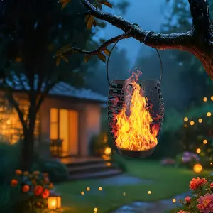 New Solar Hanging Lantern with Flickering Flame Effect, Outdoor LED Lighting, Outdoor Decorative Light, Garden Courtyard Porch Lawn Decor, Firefly Garden Lights, Solar Garden Lights, 1/2 Pieces