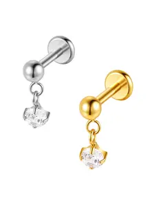 Astm F136 G23 Titanium Zircon Pendant Earring, Nose Studs Labret Ear Cartilage Helix, Body Piercing Jewelry, 1 Piece