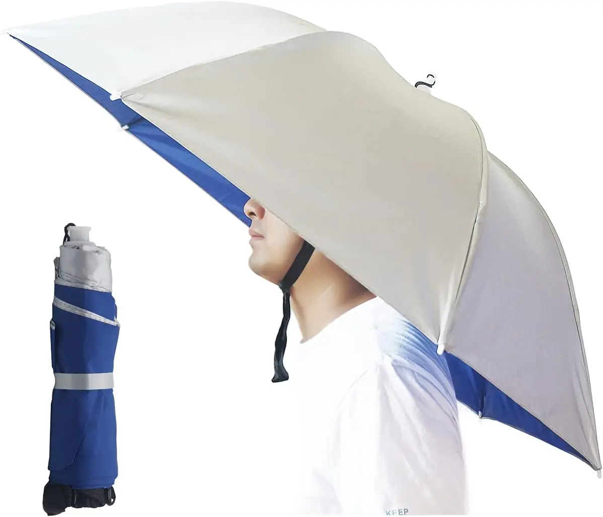UV Protection Umbrella Hat, 37 inch Fishing Umbrella Cap for Adults and Kids, Elastic Folding Compact UV & Rain Protection Headwear