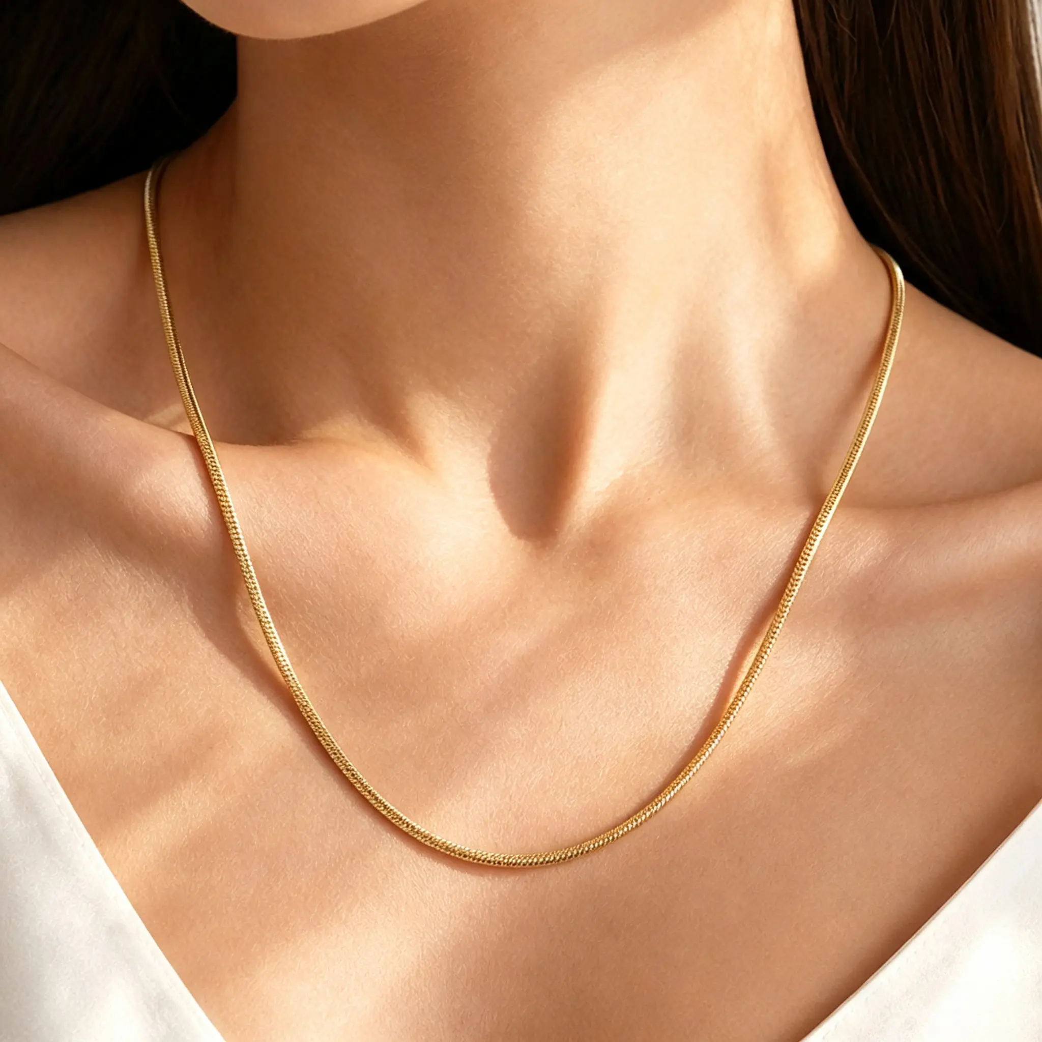 Trend Hypoallergenic Stainless Steel Snake Necklace Classic Versatile Slim Daily Wear Stackable Neck Chain Gift Minimalist Flat Square Bone Chain Waterproof Fade Resistant Unisex Fashion Accessory for Men & Women, Necklaces For Women, Chain Wire Necklaces