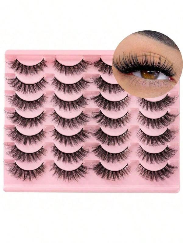 14 Pairs Faux Mink Strip Eyelashes Natural Look Short Cat Eye Fluffy Thin False Eyelashes Set For Daily Makeup F7 6-15mm Cosmetic