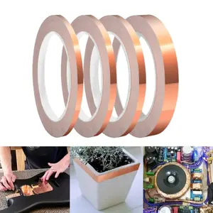 4 Pack Copper Foil Tape with Conductive Adhesive 4 Sizes (0.2/0.24/0.3/0.4Inch) x22Yards Copper Tape for Stained Glass Guitar Crafts Electrical Repairs Grounding